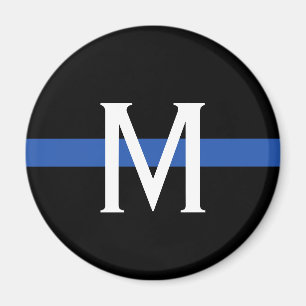 Polistrött blått radmonogram magnet
