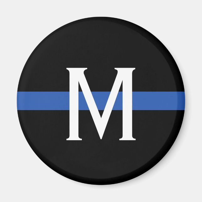 Polistrött blått radmonogram magnet (Framsidan)
