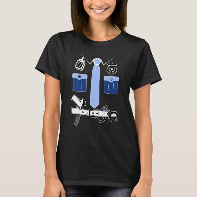 Polisuniform - Skariskt skräcknattdräkt T Shirt (Framsida)