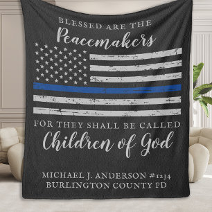 Polisvälsignade är pacemakers Thin Blue Line Fleecefilt