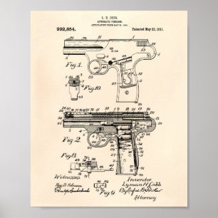 Polisvanel 1911 Patent Art - Gammal peper Poster