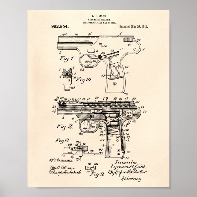 Polisvanel 1911 Patent Art - Gammal peper Poster (Framsidan)