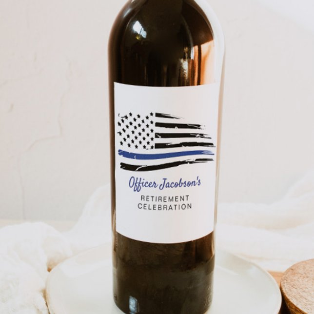 Polisvattenfärg Thin Blue Line Flagga Pension C Vinflaska Etikett (Skapare uppladdad)
