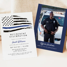 Polisvattenfärg Thin Blue Line Flagga Pension I Inbjudningar