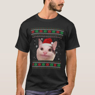 Polite Cat Meme Santa Hat Ugly jul Sweater P T Shirt