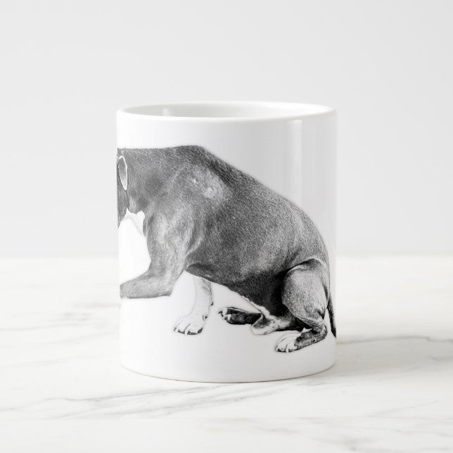 Polite Tass—Pitbull Mix Monochrome Jumbo Mugg (Framsidan)