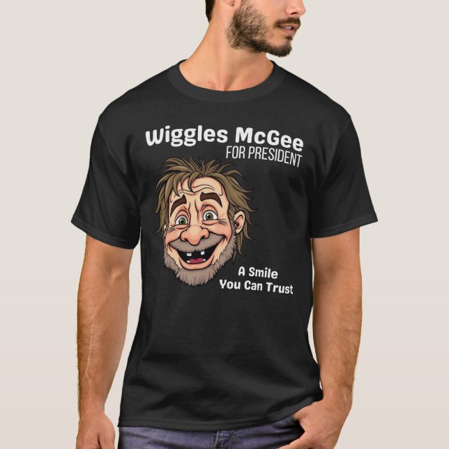Political T Shirt, Wiggles McGee For President Shirt (Framsida)