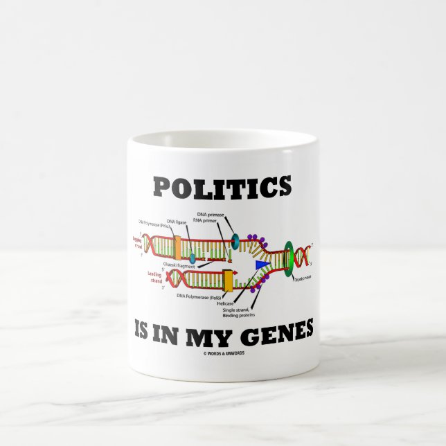 Politik finns i mina genes DNA Humor Kaffemugg (Center)