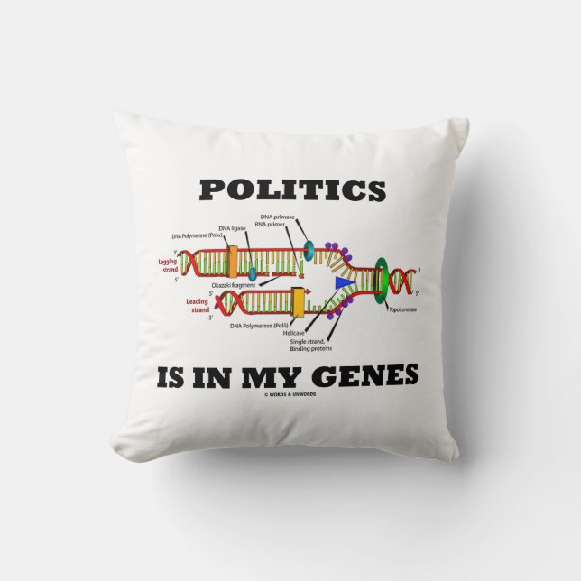 Politik finns i mina genes DNA Humor Kudde (Framsida)