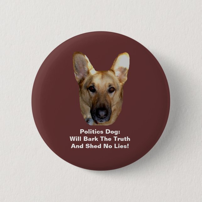 Politik German Shepherd Hund Round Button Knapp (Framsida)
