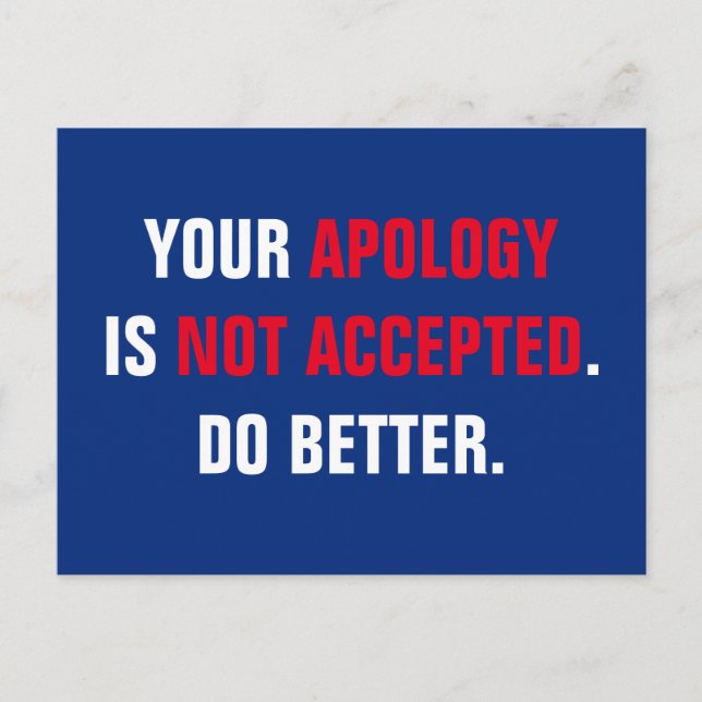 Politikar Din apologi accepteras inte Vykort (Framsida)