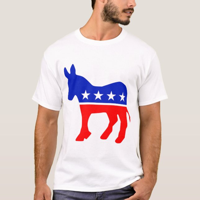 Politisk Emblem i Demokratiska Party (Donkey) T Shirt (Framsida)