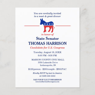 Politisk finansiering Flyer med Demokrat Donkey