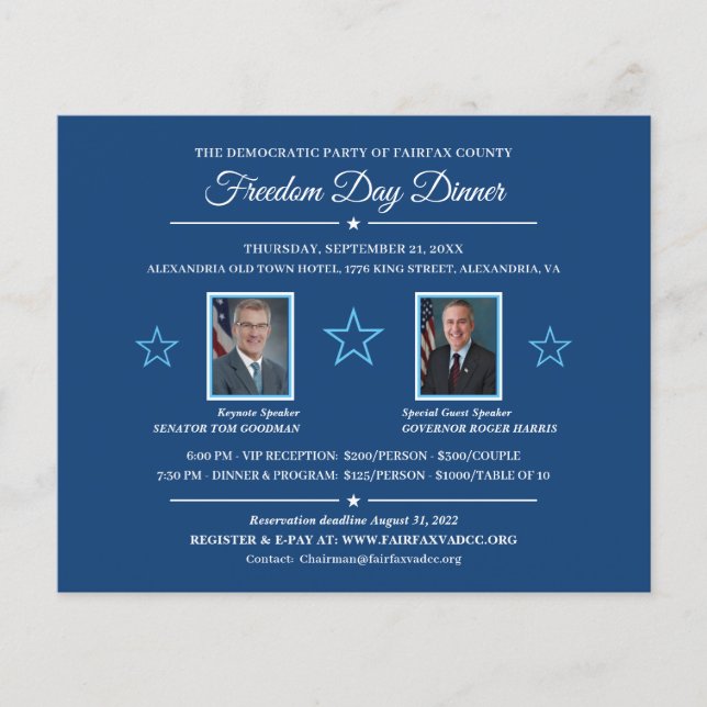 Politisk finansiering - Inbjudan till middag 2 Fot (Framsida)