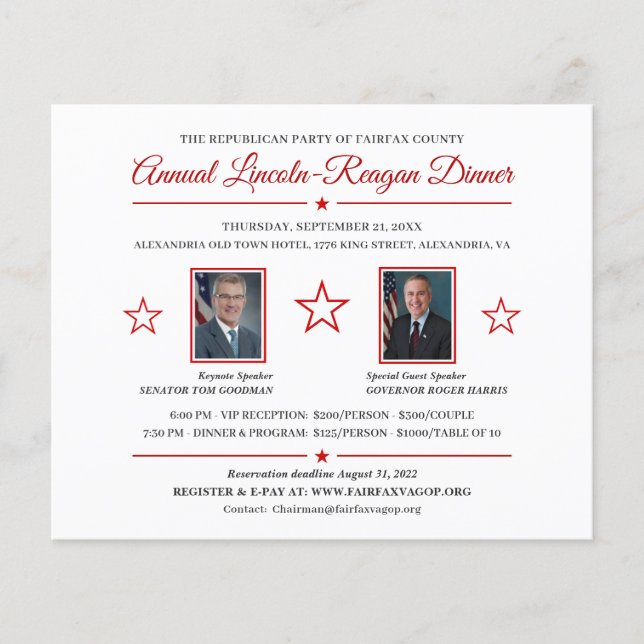 Politisk finansiering - Inbjudan till middag 2 Fot (Framsida)