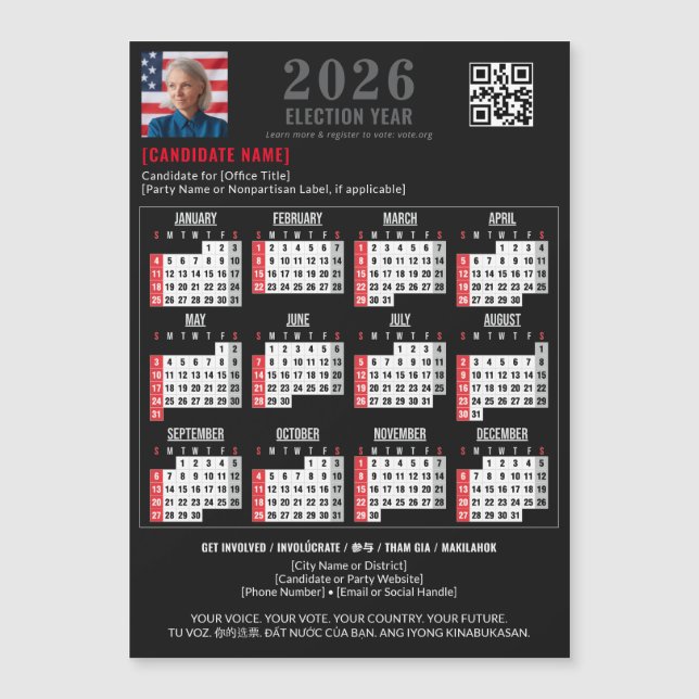 Politisk Kampanj QR-kod 2026 Magnetisk kalender (Framsida)