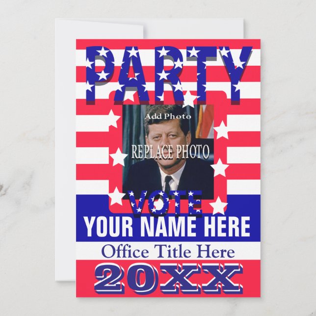 Politisk kampanjpartyinbjudan inbjudningar (Baksida)