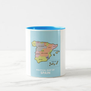 Politisk karta i Spanien. Två-Tonad Mugg
