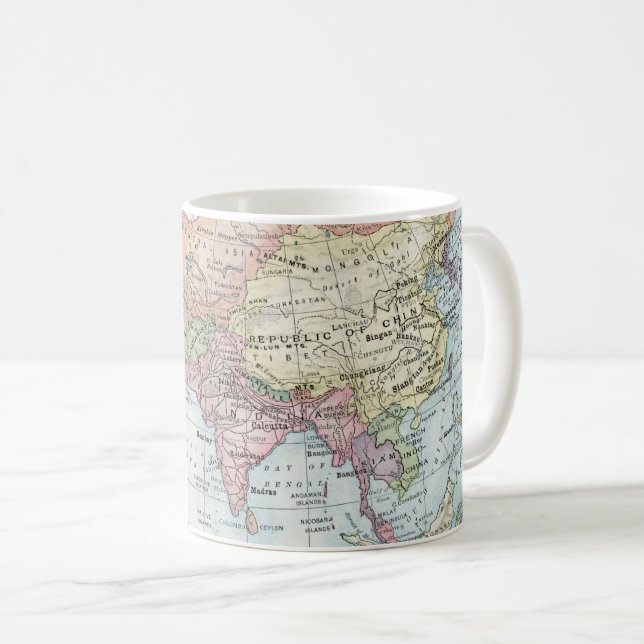 Politisk karta över Asien (1916) Kaffemugg (Framsida höger)