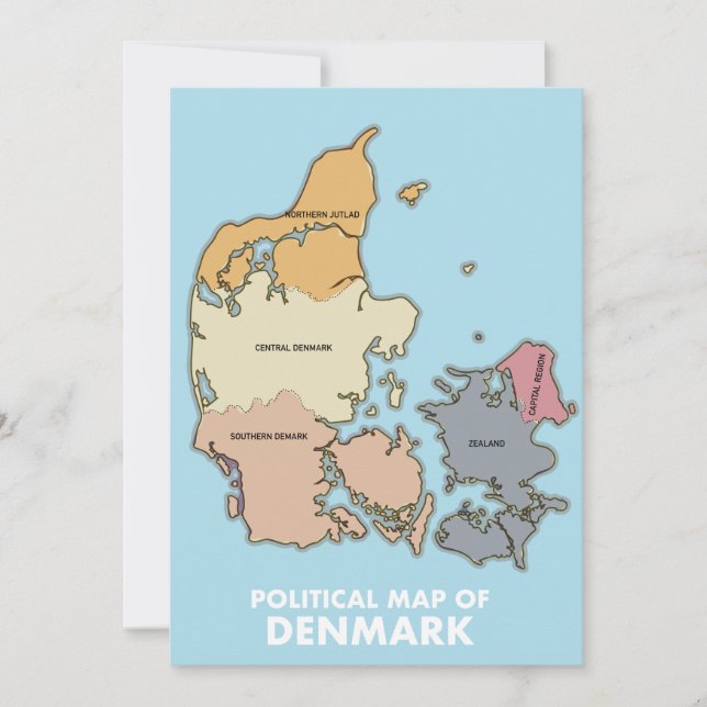 Politisk karta över Danmark Affisch Spara Datumet (Framsida)