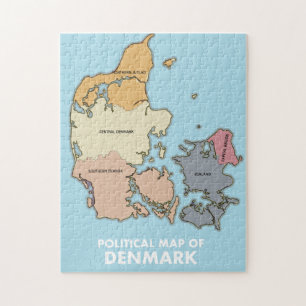 Politisk karta över Danmark Pussel