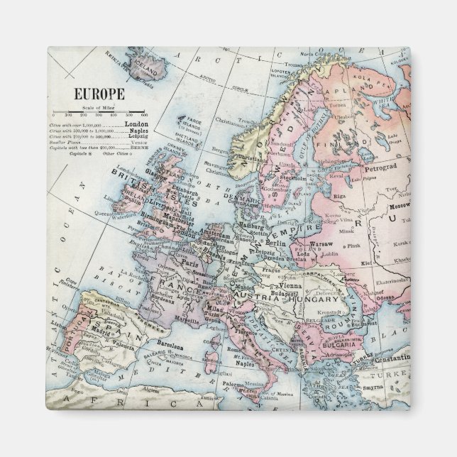 Politisk karta över Europa (1916) Magnet (Framsidan)