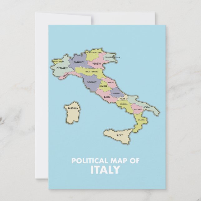Politisk karta över Italien  Spara Datumet (Framsida)