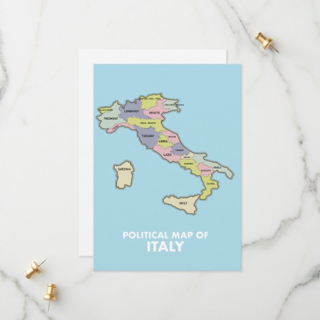Politisk karta över Italien Spara Datumet (Fram/Back In Situ)