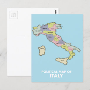 Politisk karta över Italien Vykort