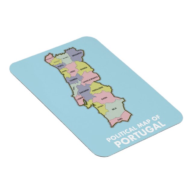 Politisk karta över Portugal Magnet (Högersidan)