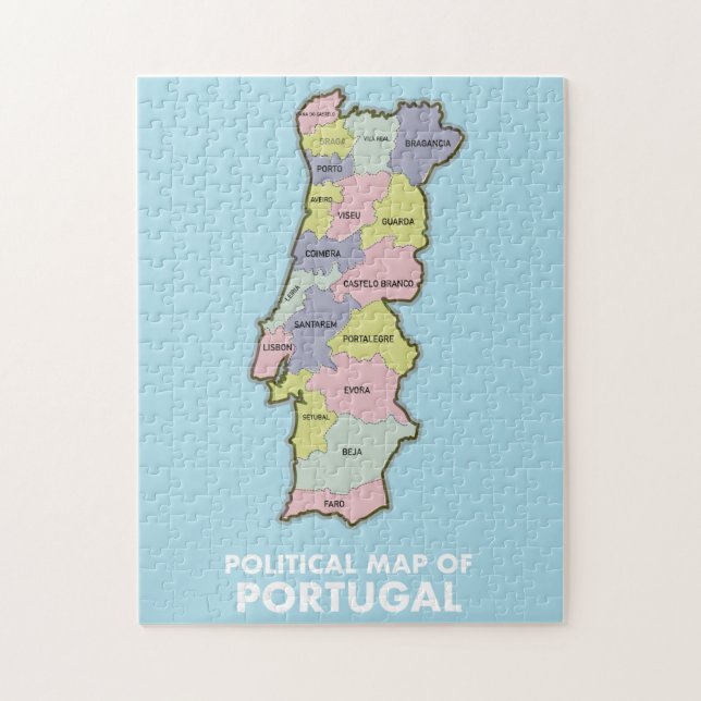Politisk karta över Portugal Pussel (Vertikal)