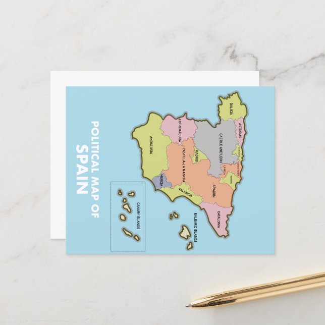 Politisk karta över Spanien. (Fram/Back In Situ)