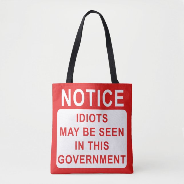 Politisk satir - Lustigt Idioter i regeringen. Tygkasse (Framsida)