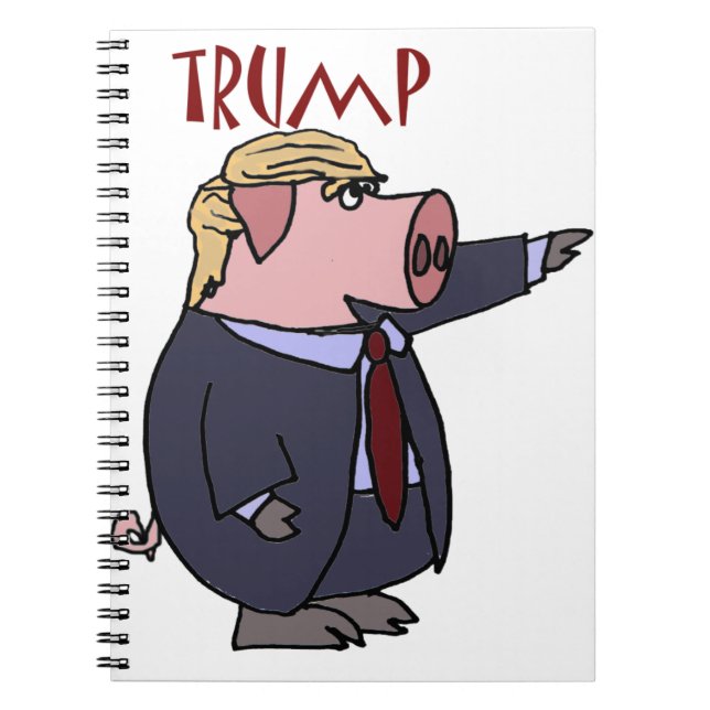 Politisk tecknad för rolig Donald Trump gris Anteckningsbok Med Spiral (Framsidan)