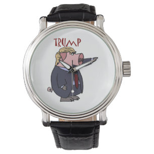 Politisk tecknad för rolig Donald Trump gris Armbandsur