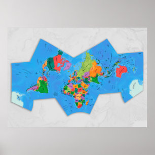 Politisk världskarta Cahill-Concialdi projection Poster
