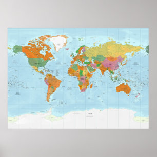 Politisk världskarta - italienska poster