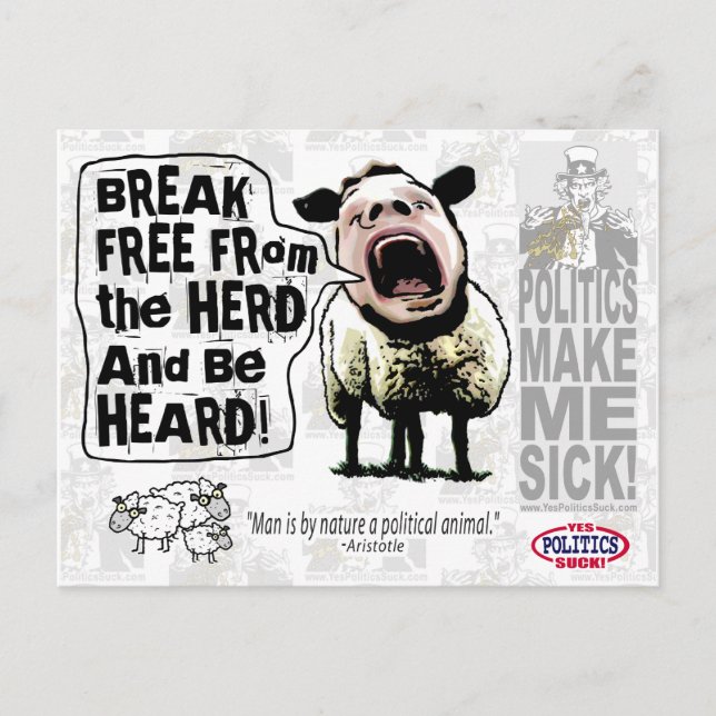 Politiska Får Fårfolk Får Skriker Vykort (Framsida)