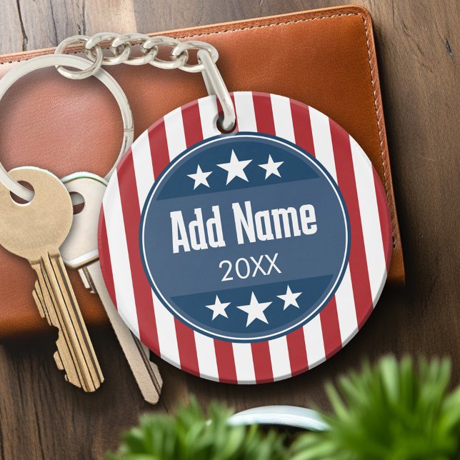 Politiska Kampanj - Patriotiska Stars och stripes (Personalized Keychain - custom campaign gear)