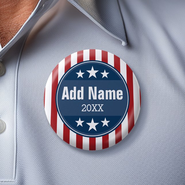 Politiska Kampanj - Patriotiska Stars och stripes Knapp (Custom Campaign Gear -- Create your own election swag for any candidate)
