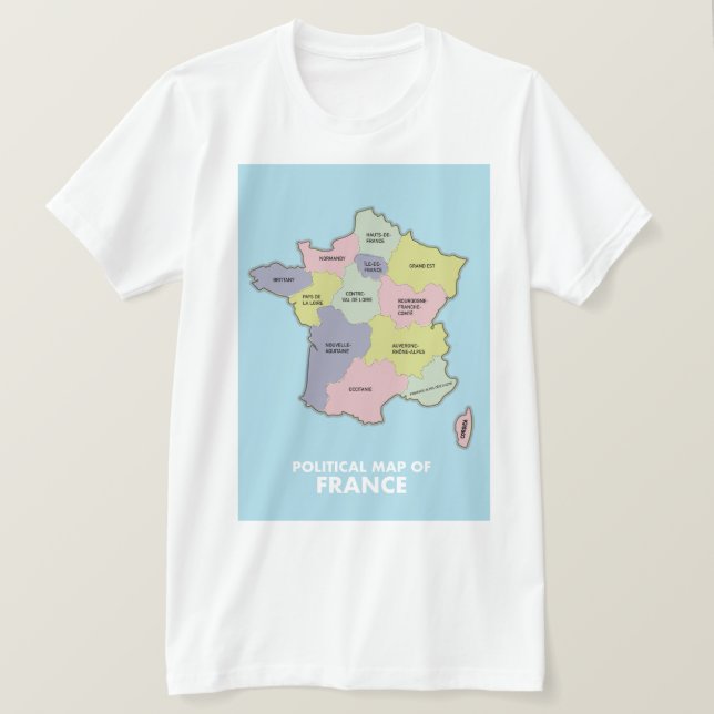 Politiska karta i Frankrike T Shirt (Design framsida)