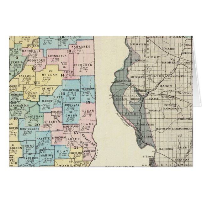 Politiska karta i Illinois Hälsningskort (Framsidan Horizontal)
