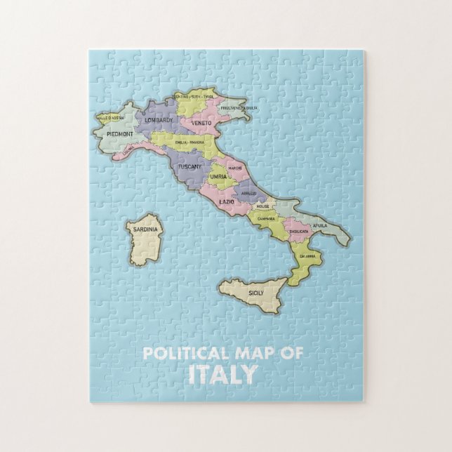 Politiska karta i Italien Pussel (Vertikal)