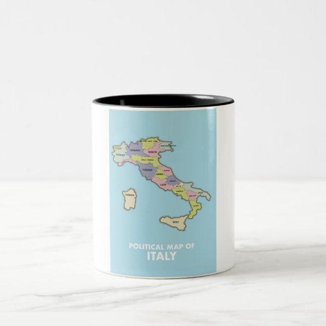 Politiska karta i Italien Två-Tonad Mugg (Center)