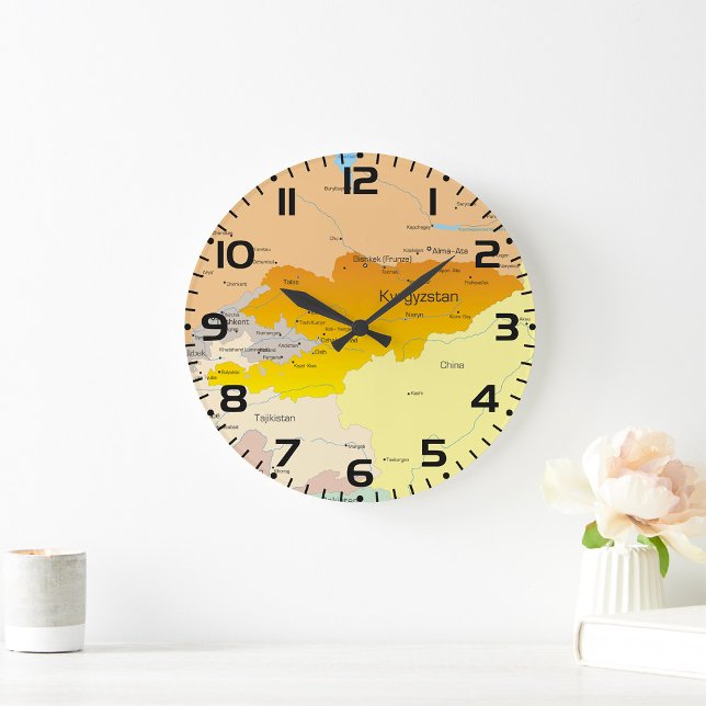 Politiska Karta i Kirgizistan och Centralasien Stor Klocka (Skapare uppladdad)