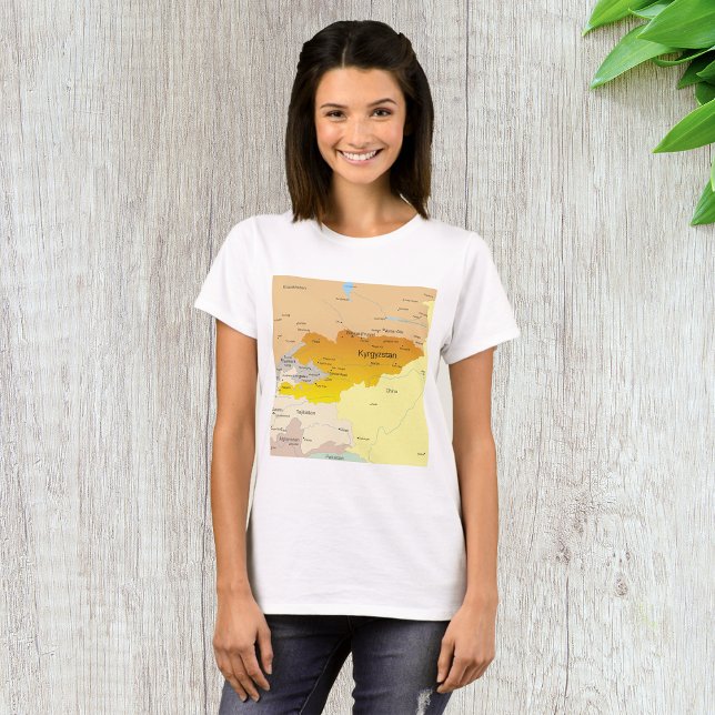 Politiska Karta i Kirgizistan och Centralasien T Shirt (Skapare uppladdad)