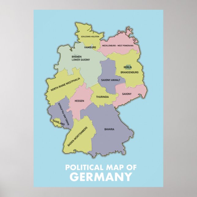Politiska karta i Tyskland Poster (Framsidan)