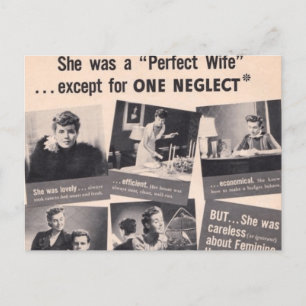 Politiskt felaktig "Perfekt fru" Retro AD Vykort