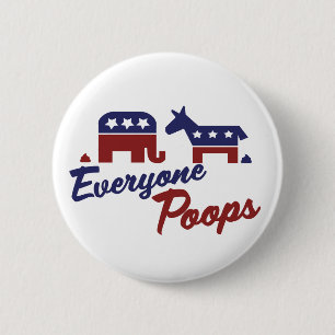 Politiskt humor Alla Poops Knapp