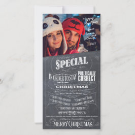 Politiskt korrekt oriktig svart tavlajul julkort